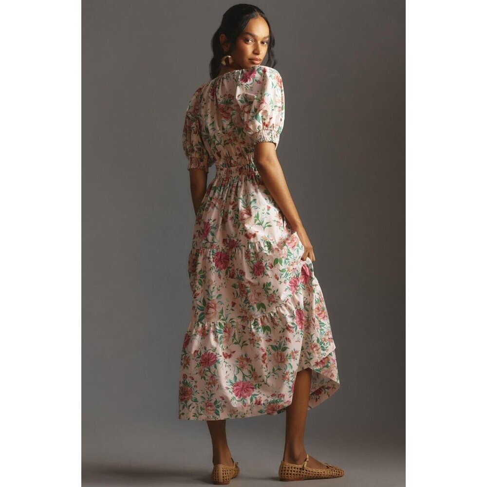 NWT by Anthropologie Somerset Maxi in Rose Floral Puff-Sleeve Edition Dress L - Picture 3 of 7